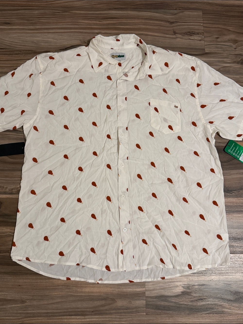 Tipsy Elves Peeps Men's Shirt Size 4XL Thanksgiving Drumstick Shirt Button Down